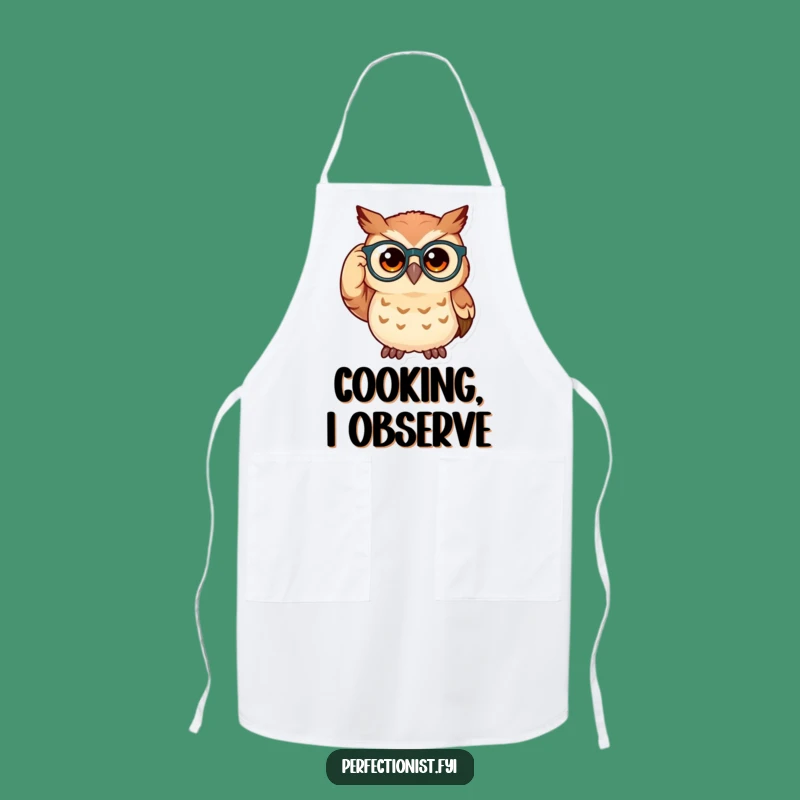 Funny Owl Apron: Spectacled Owl Adjusts Glasses, Perfect For A Wise Chef Gift