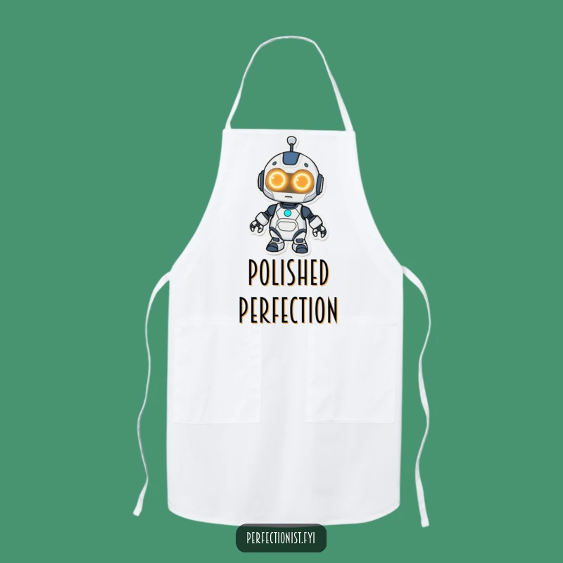 Funny Kawaii Robot Apron: Cleaning Bot with Glowing Eyes, Kitchen Funny Gift