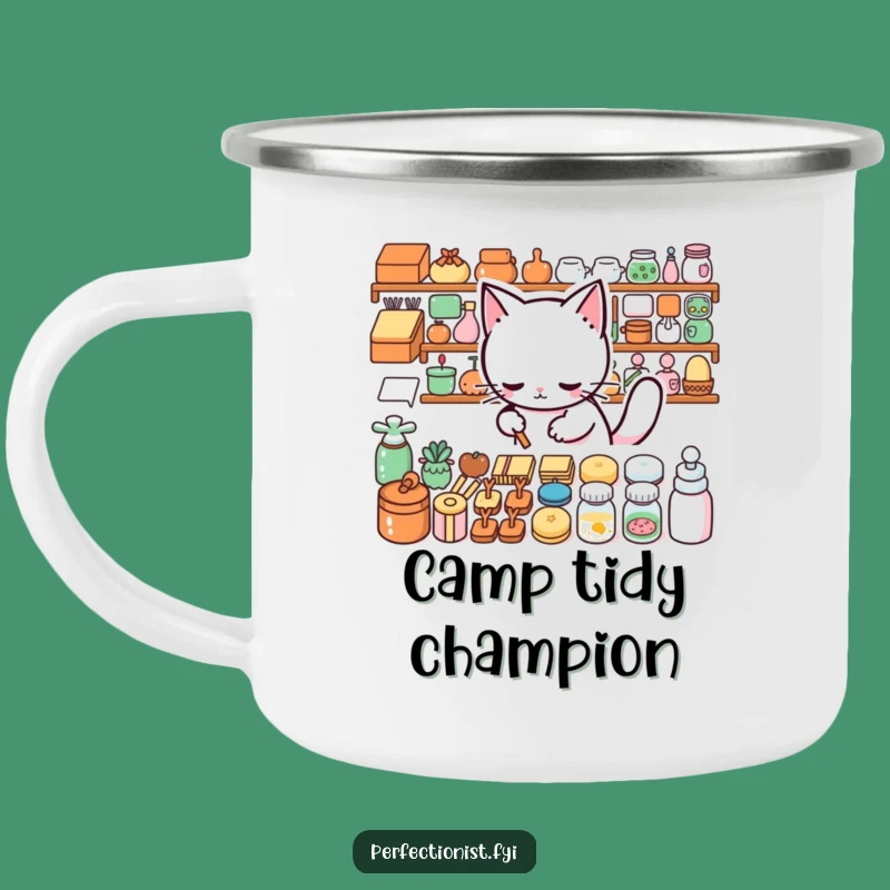 Funny Cat Arranging Camping Mug: Precise & Humorous Outdoors, Great Funny Gift