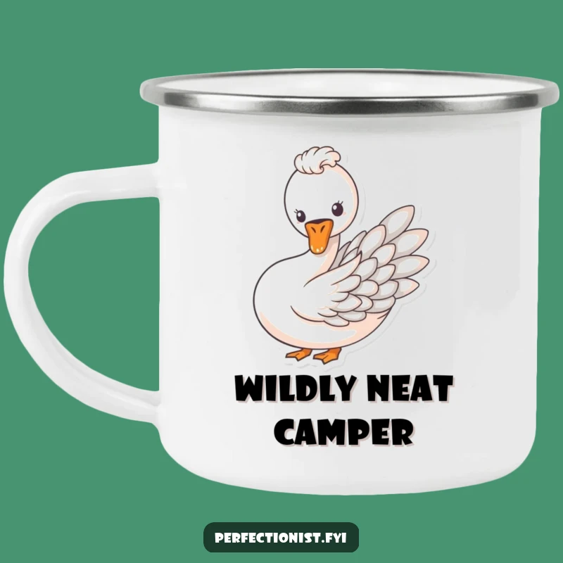 Funny Swan Feather Art Camping Mug, Elegant Outdoor Companion