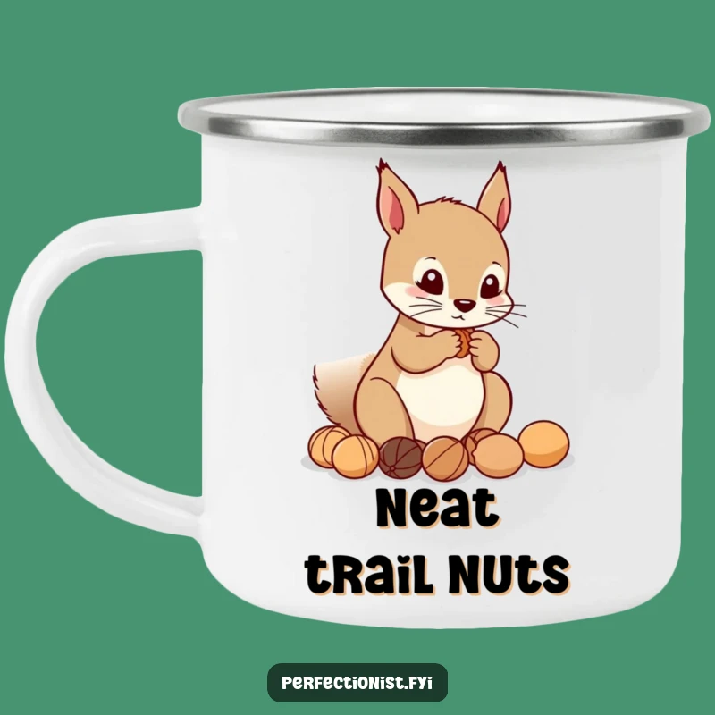 Funny Squirrel Nut Camping Mug: Enjoy the outdoors with a precise squirrel and its nuts, a perfect funny gift.