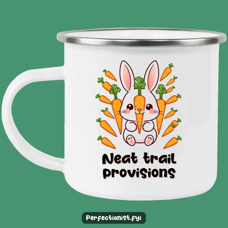 Funny Rabbit Carrot Camping Mug: Enjoy the outdoors with a meticulous bunny and its carrots, a perfect funny gift.