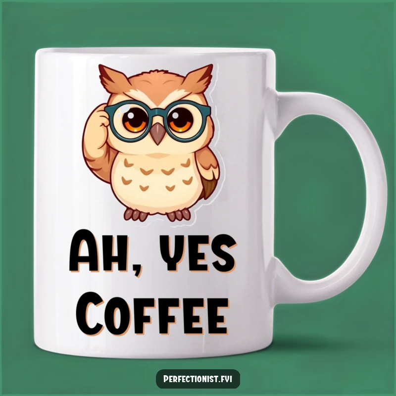 Funny Owl Mug: Wise Spectacled Owl Adjusts Glasses, Perfect Funny Gift For Readers
