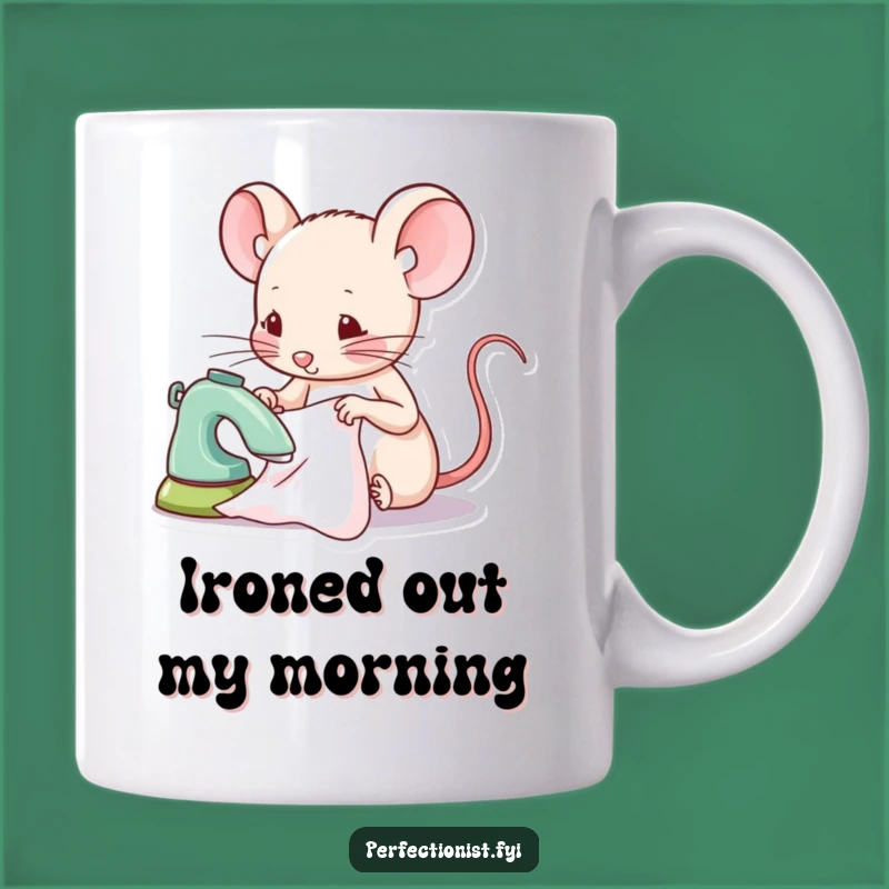 Funny Mouse Mug, Tiny Fabric Ironing Coffee Cup, Hilarious Gift for Meticulous People