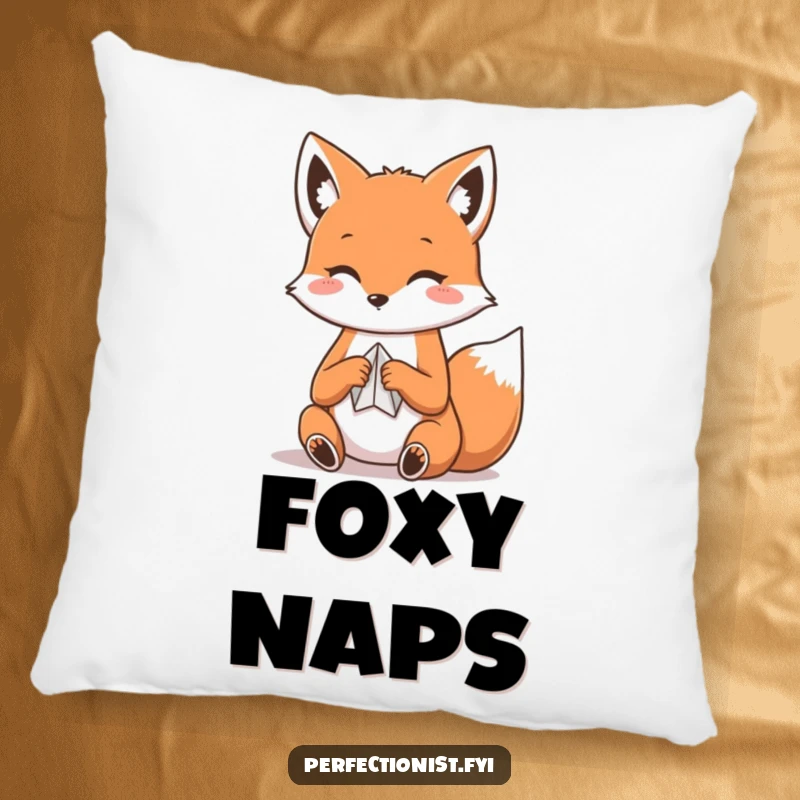 Funny Kawaii fox pillow, a cute fox carefully folding paper, bringing a sense of calm artistry.