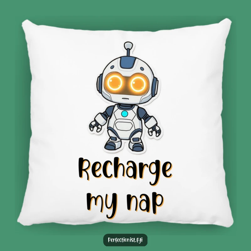 Comfortably Funny Kawaii Robot Pillow: Cleaning Bot with Glowing Eyes, Cozy Funny Gift
