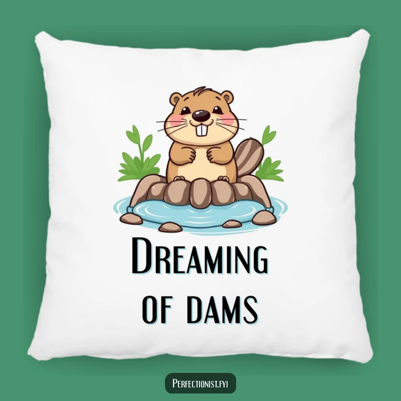 Funny Beaver Pillow: Symmetrical Dam Builder, A Cozy Pillow For The Organized