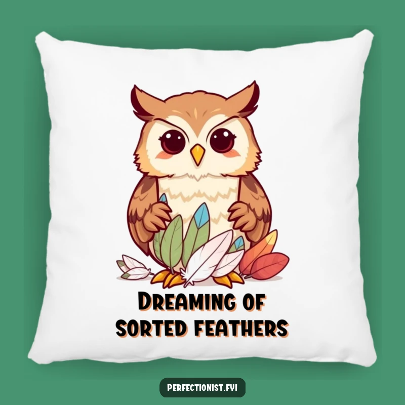 Funny Owl Pillow: Soft Comfort with Hilarious Feather Sorting Decor
