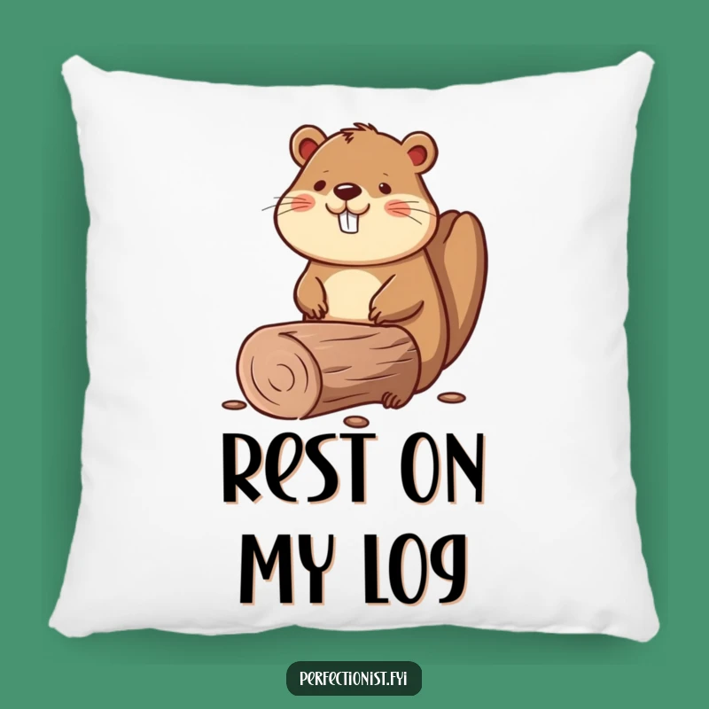 Funny Beaver Straight Log Pillow, Cozy Builder Accent