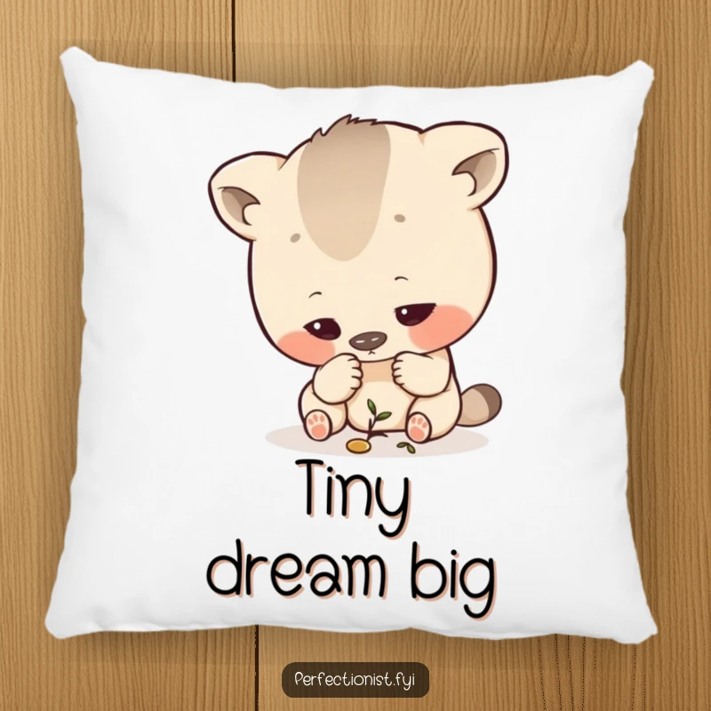 Funny Exacting Pillow: A decorative pillow showing an animal character intently inspecting a small, intricate detail.