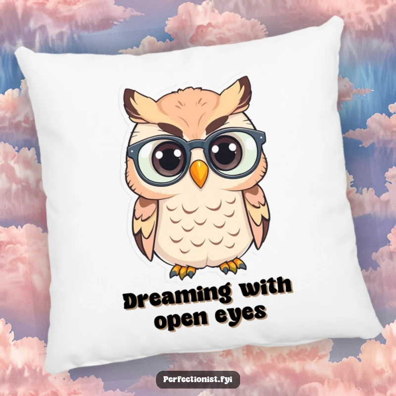 Funny Pillow: An owl carefully polishes its glasses, offering soft comfort and intellectual humor.