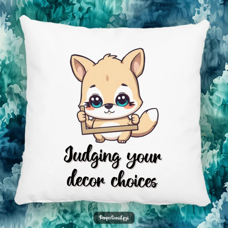 Funny Pillow: An animal character intently examines a picture with a critical eye, bringing perceptive humor and comfort to your home.