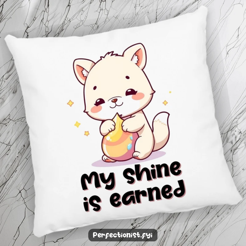 Funny Pillow: An animal character polishes an object to a brilliant shine, bringing meticulous humor and comfort to your home.