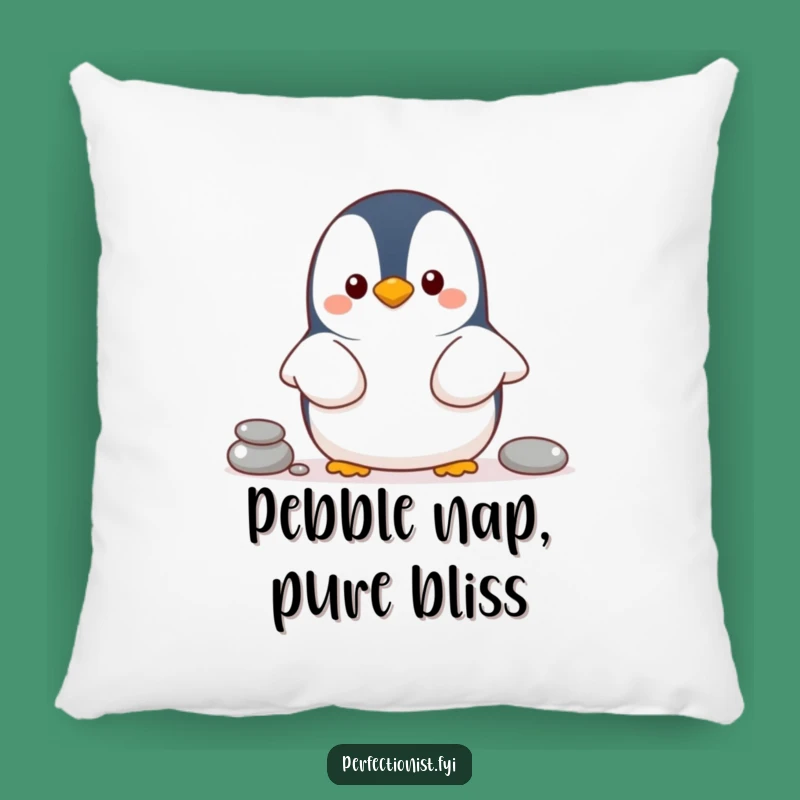 Funny Penguin Pillow, Cozy Pebble Line Cushion, Hilarious Gift for Neat Homes