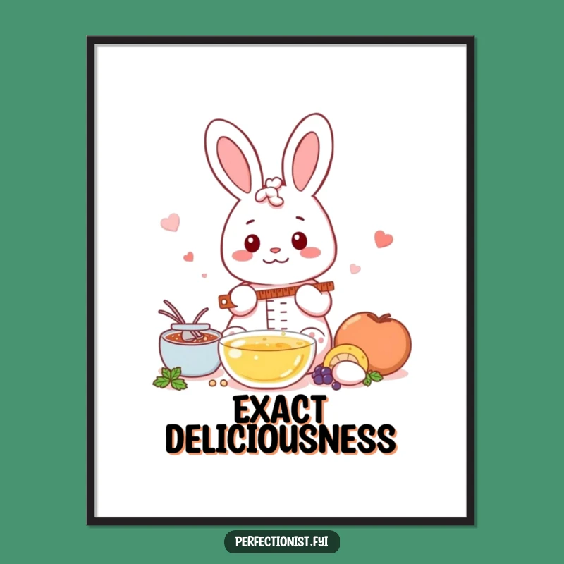 Accurate Kawaii Rabbit Digital Art Print Funny: Measuring Ingredients Decor, Perfect Funny Gift
