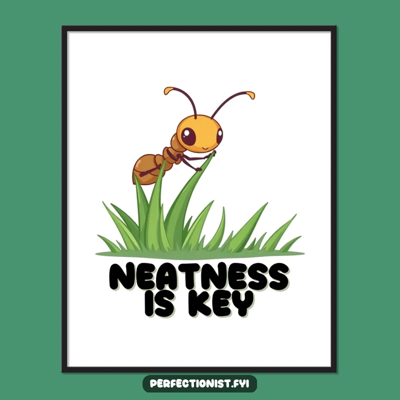 Funny Ant Digital Art: Diligent Grass Straightener, Humorous Wall Art Instant Gift