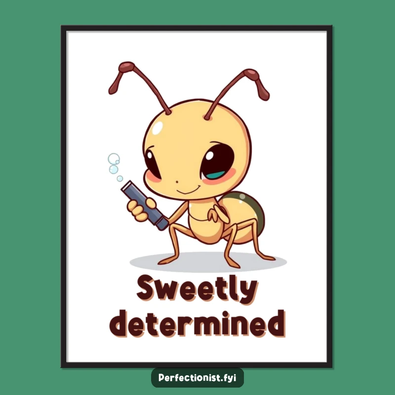 Funny Ant Sugar Digital Print: Determined Polisher Art, A Digital Funny Gift!
