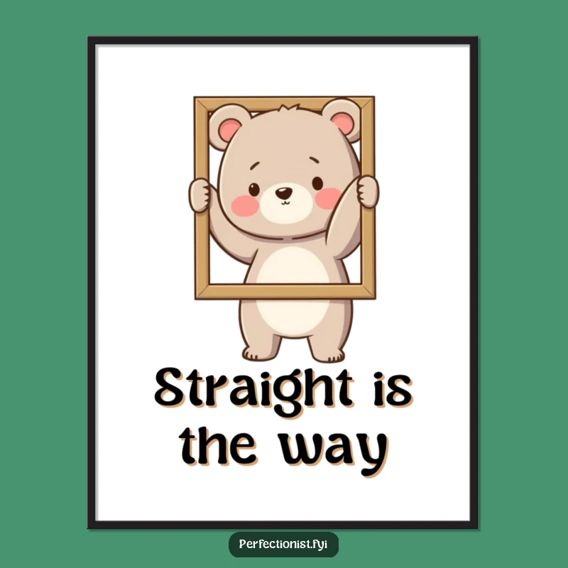 Funny Bear Straightening Digital Art: Precise & Humorous Decor, Perfect Funny Gift