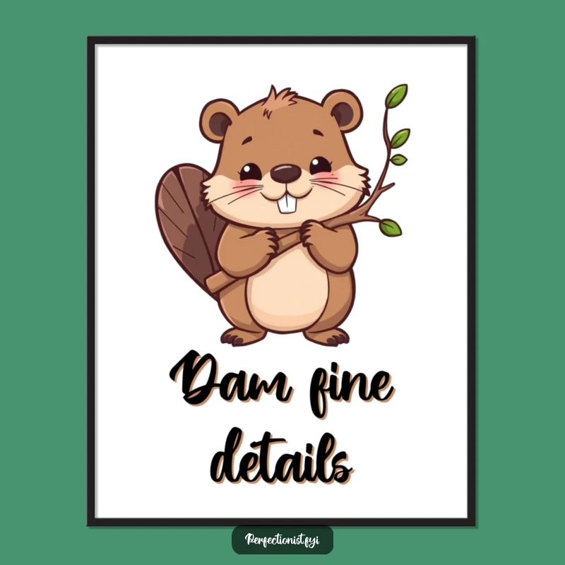 Funny Beaver Digital Art: Determined Character Smoothing Branches, Instant Funny Gift!