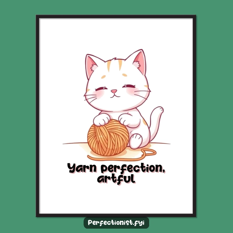 Funny Cat Digital Art, Contented Yarn Watching Printable, Hilarious Gift for Decor
