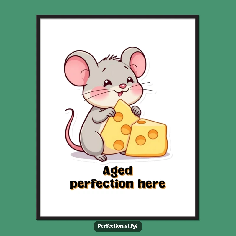 Funny Cheese Mouse Art Print - Digital Download for Cheese Lovers