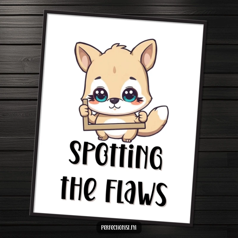 Funny Digital Art Print: An animal character intensely examines a picture with a critical eye, embodying analytical humor and artistic flair.