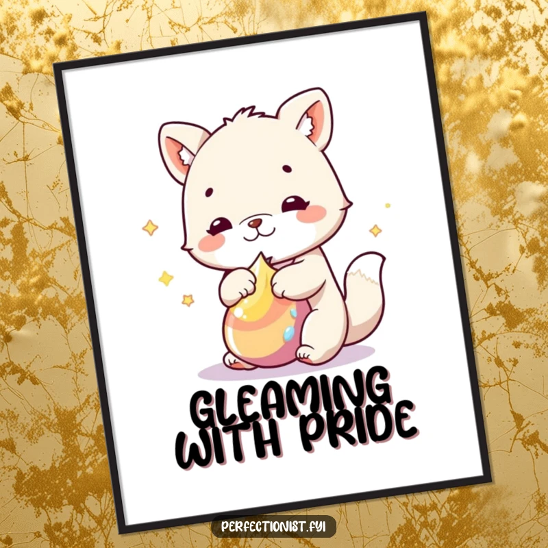 Funny Digital Art Print: An animal character polishes an object to a brilliant shine, embodying meticulous humor and artistic flair.