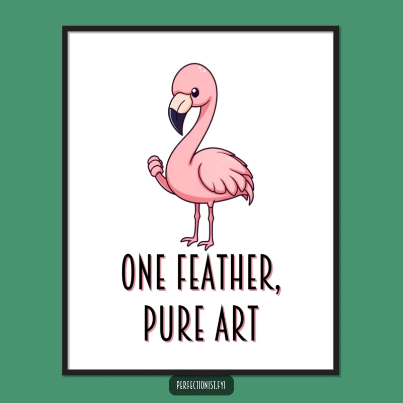Funny Flamingo Digital Art, Feather Focus Printable, Hilarious Gift for Decor