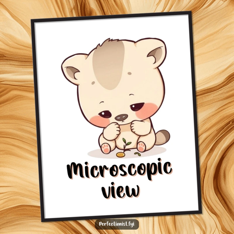 Funny Inspecting Digital Art: A printable artwork of an exacting animal character closely examining a minute detail with intense concentration.