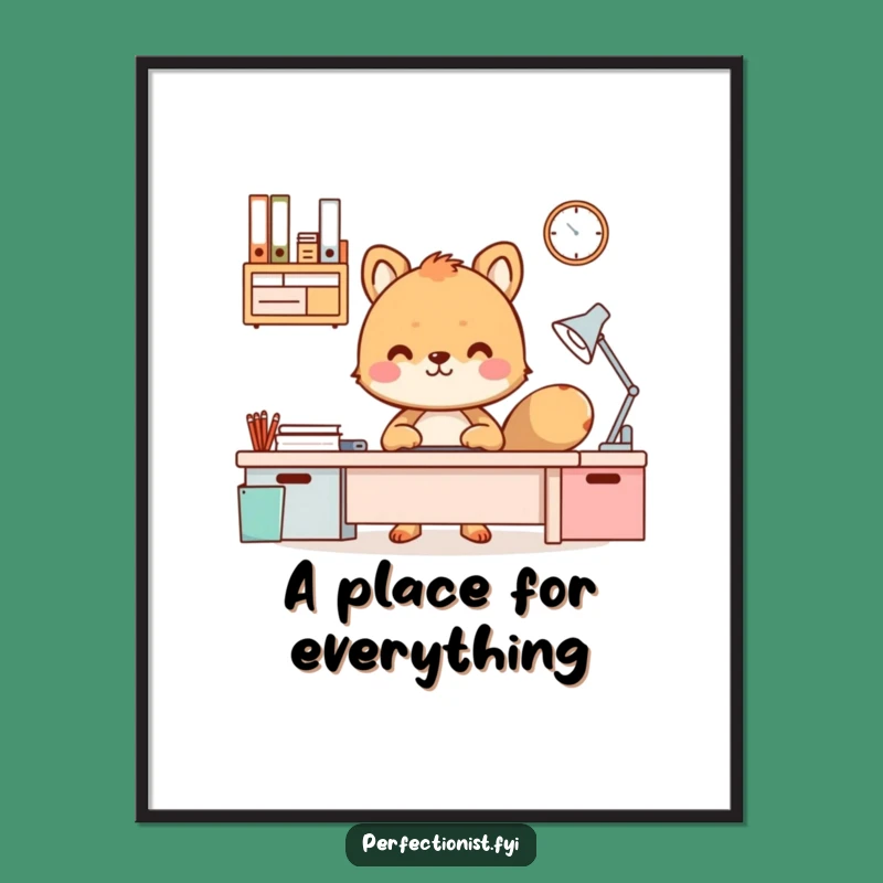 Funny Organized Desk Animal Digital Art: Decorate with Order and Humor, Funny Gift