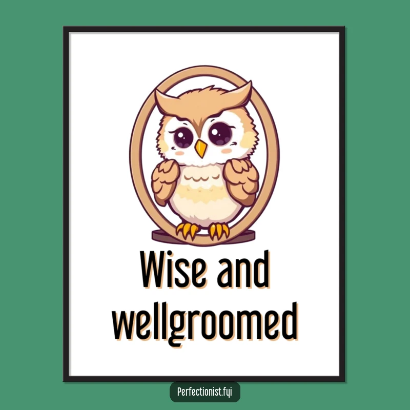 Funny Owl Mirror Digital Print: Dapper Feather Arranger Art, A Digital Funny Gift!