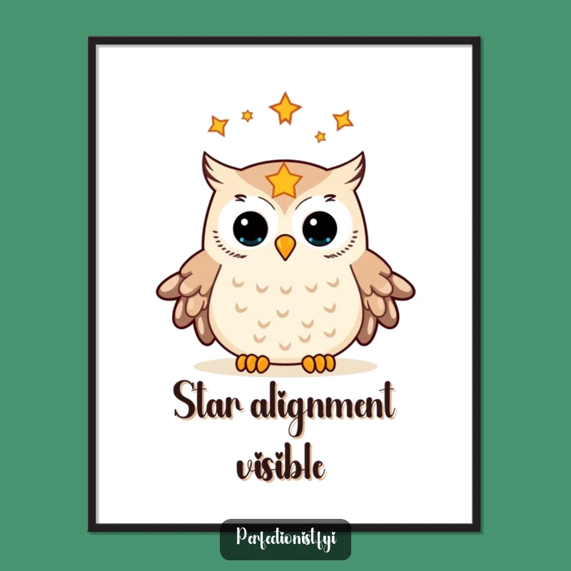 Funny Owl Star Aligning Digital Art: Celestial Organizer Decor - A High-Resolution Funny Gift