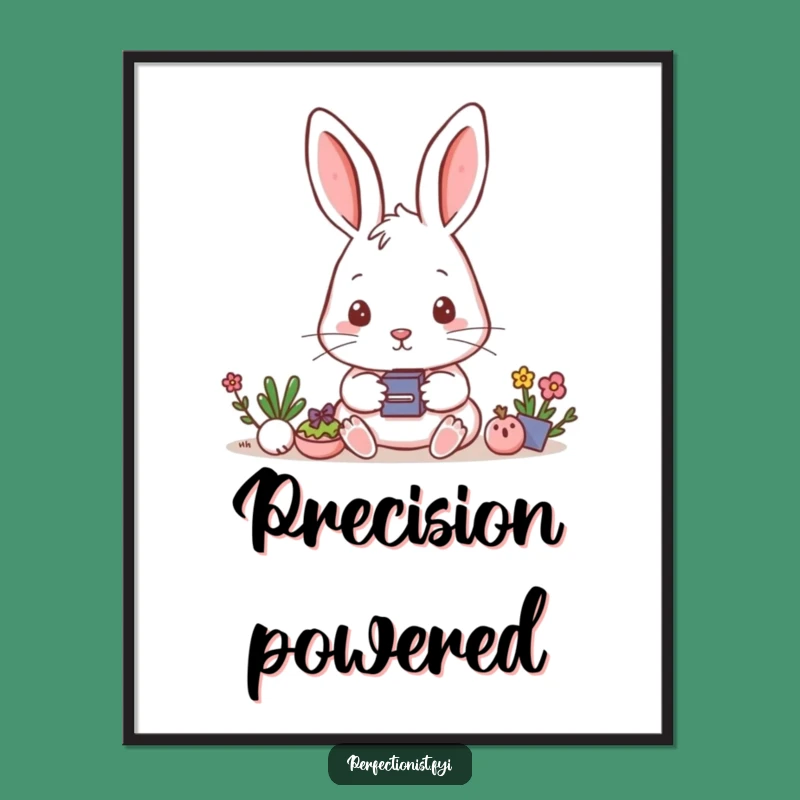 Funny Rabbit Aligning Digital Art: Focused & Humorous Decor, Perfect Funny Gift