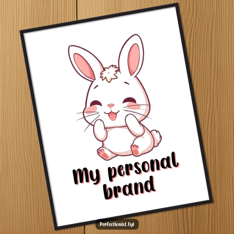 Funny rabbit digital art print featuring a character meticulously grooming its whiskers, offering instant humorous decor and charm.