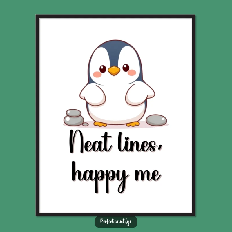 Funny Penguin Digital Art, Pebble Line Printable, Hilarious Gift for Decor