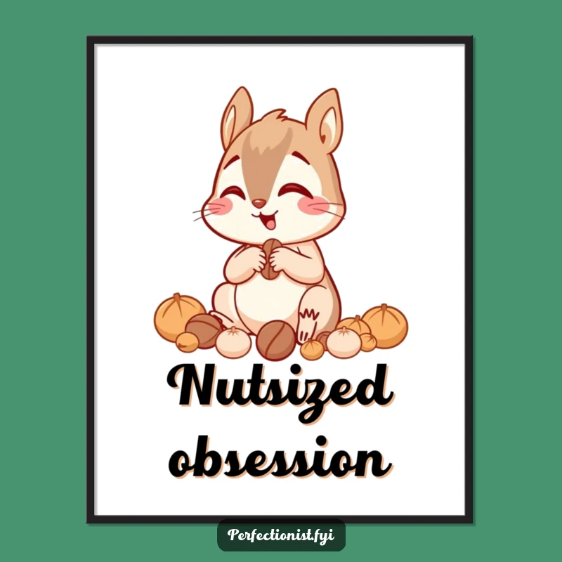 Funny Squirrel Nut Digital Print: Focused Sorter Art, A Digital Funny Gift!