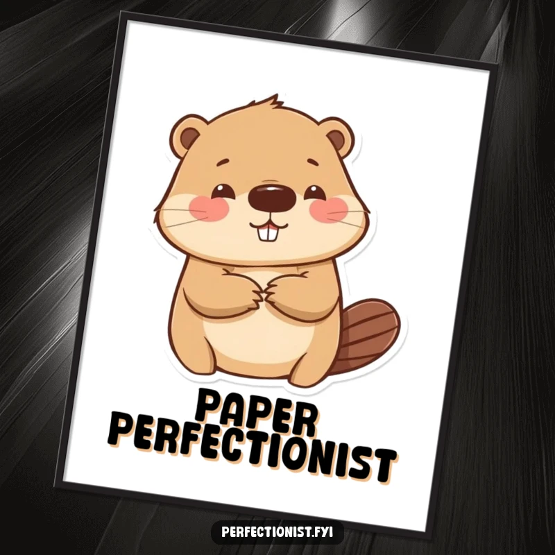 Funny beaver digital art print of a character meticulously smoothing a paper wrinkle, adding a touch of humorous precision to any digital display.