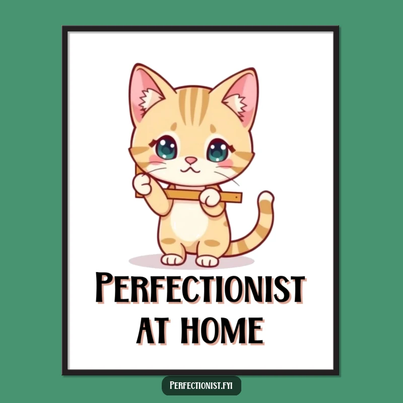 Funny Cat Frame Digital Art: Tidy Feline's Creation, Instant Funny Gift for Walls!