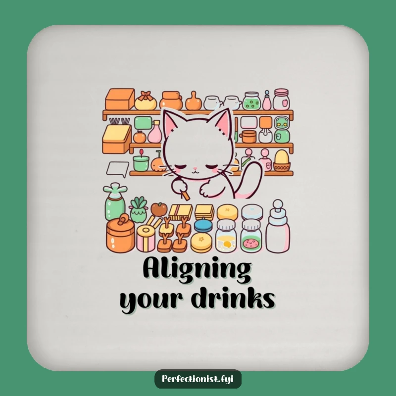 Funny Cat Arranging Coaster Set: Protect Surfaces with Order, Ideal Funny Gift