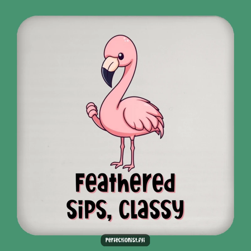 Funny Flamingo Coaster Set, Feather Focus Drink Protection, Hilarious Gift for Hosts