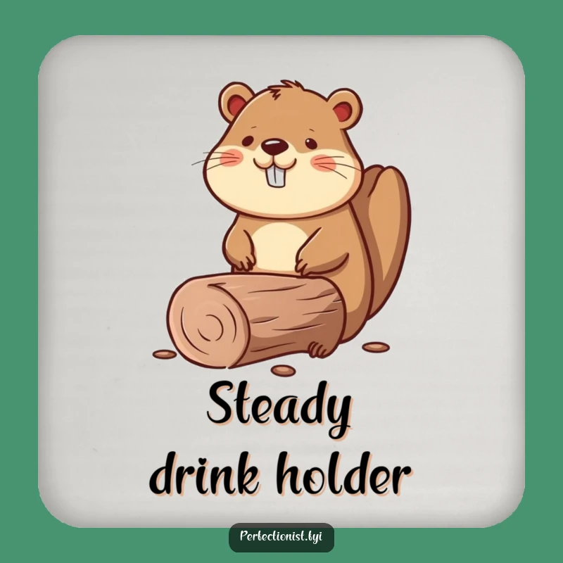 Funny Beaver Straight Log Coasters (Set of 4), Protect Surfaces