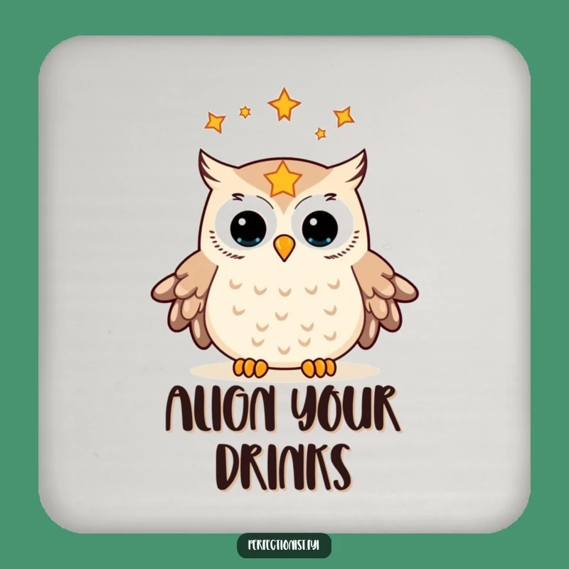 Funny Owl Star Aligning Coasters: Protect Surfaces with Cosmic Order - A Set of Funny Gifts