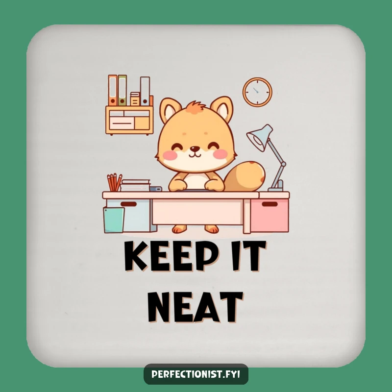 Funny Organized Desk Animal Coaster: Protect Your Surface with Tidy Humor, Funny Gift