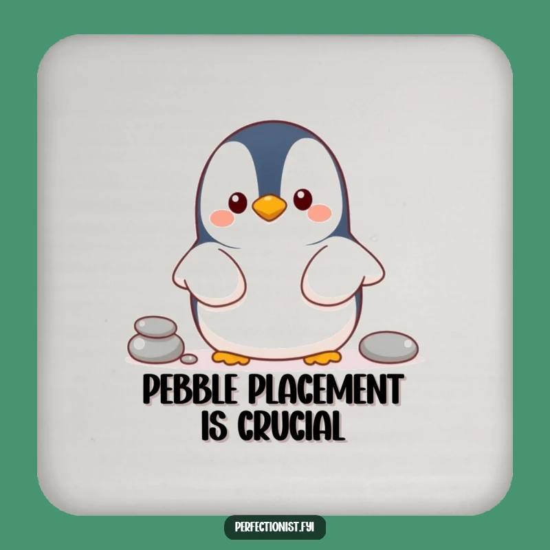 Funny Penguin Coaster Set, Pebble Line Drink Protection, Hilarious Gift for Hosts