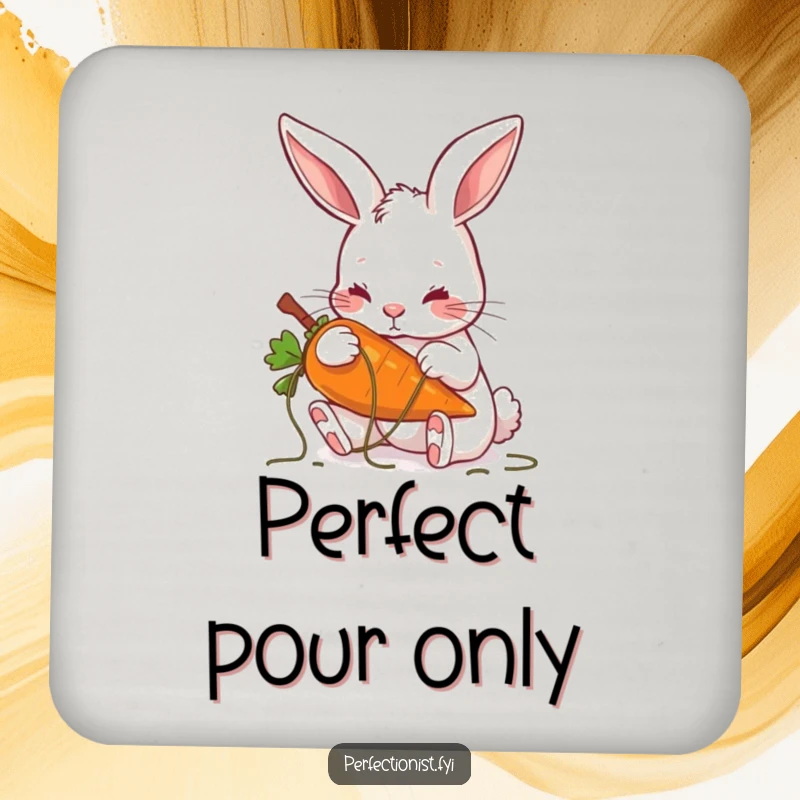 Funny drink coasters featuring a rabbit meticulously plucking threads from a carrot, adding precise charm to any table.