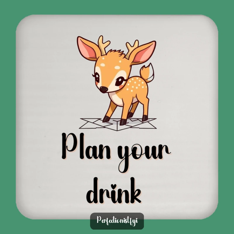 Funny Deer Planning Coaster: Cute Character Drink Protector, Stylish & Hilarious Gift!