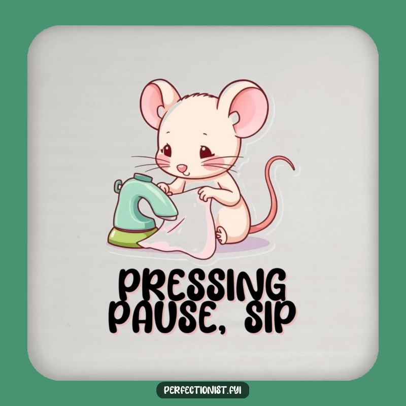 Funny Mouse Coaster Set, Tiny Fabric Ironing Drink Protection, Hilarious Gift for Hosts