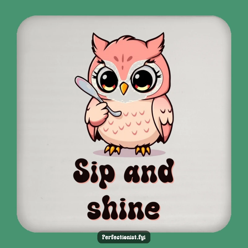 Funny Owl Drink Coaster Set: Protect Tables with Gleam
