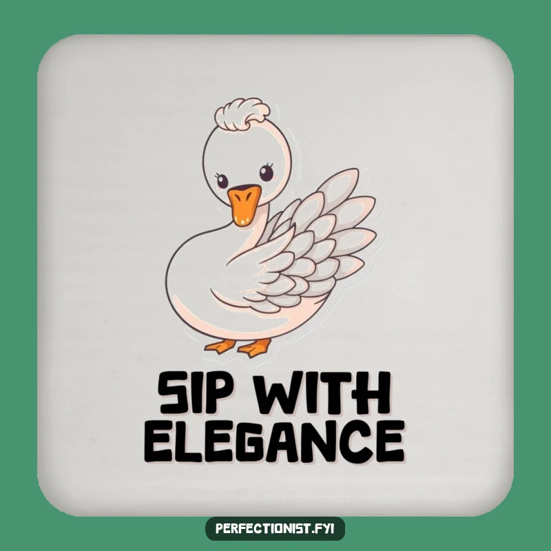 Funny Swan Feather Art Coasters (Set of 4), Elegant Surface Protection