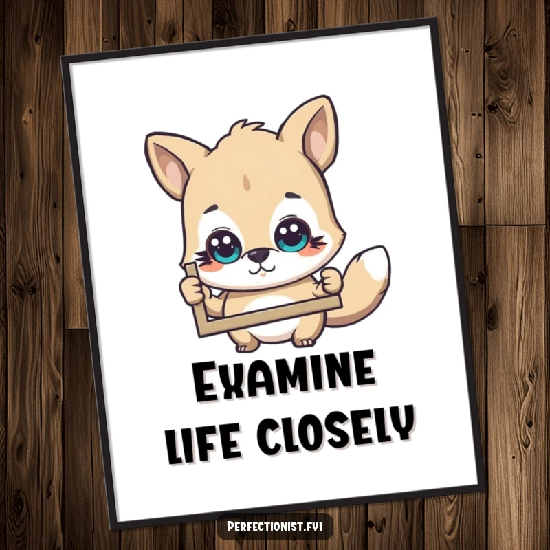 Funny Poster: An animal character is shown intensely examining a picture with a critical expression, conveying analytical humor and focus.